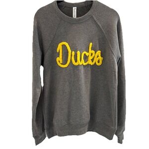Women's Oregon Ducks Gray Sweatshirt  Cursive Chenille Ducks S Tailgate Spirit